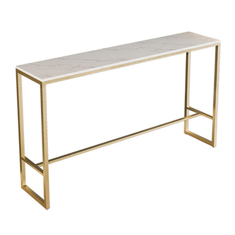 Glam Indoor Bar Dining Table White Faux Marble Rectangle Counter Table