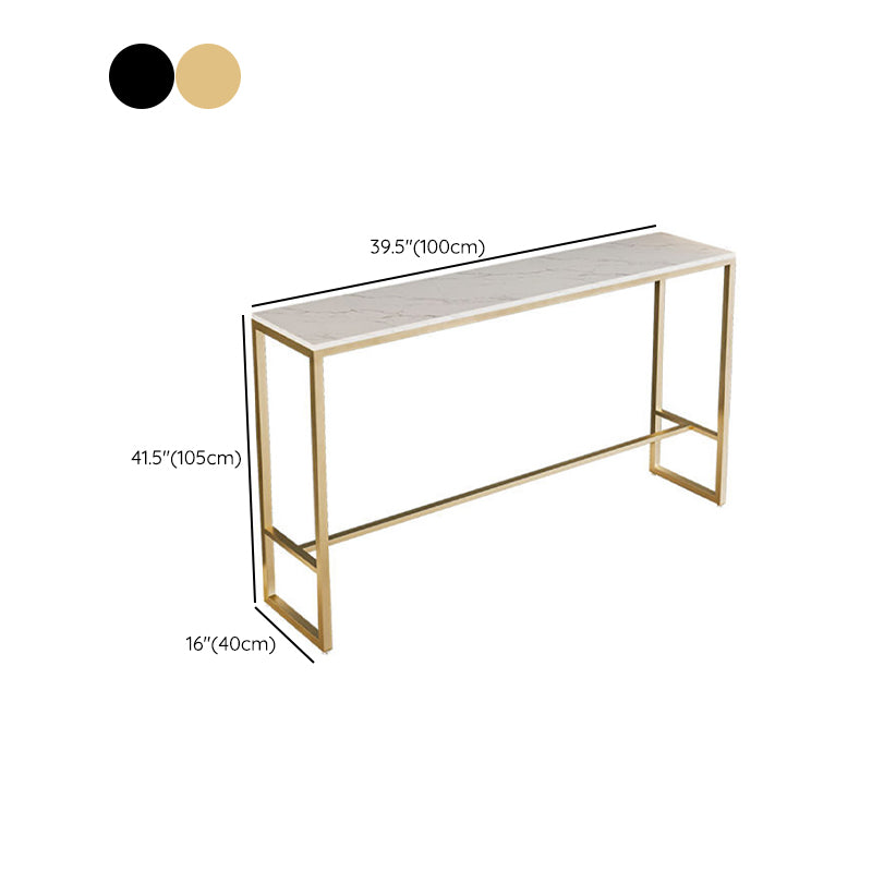 Glam Indoor Bar Dining Table White Faux Marble Rectangle Counter Table