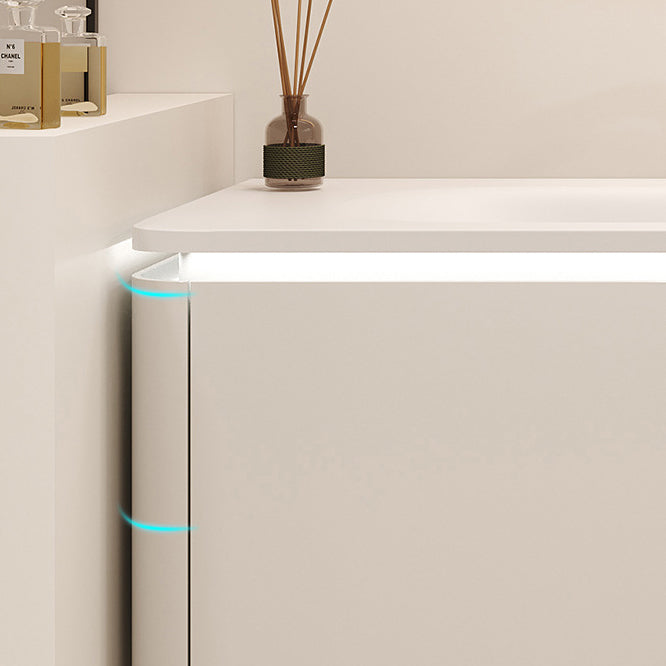 White Rectangular Vanity Single Sink Wall Mounted Wood Frame Bathroom Vanity with Mirror