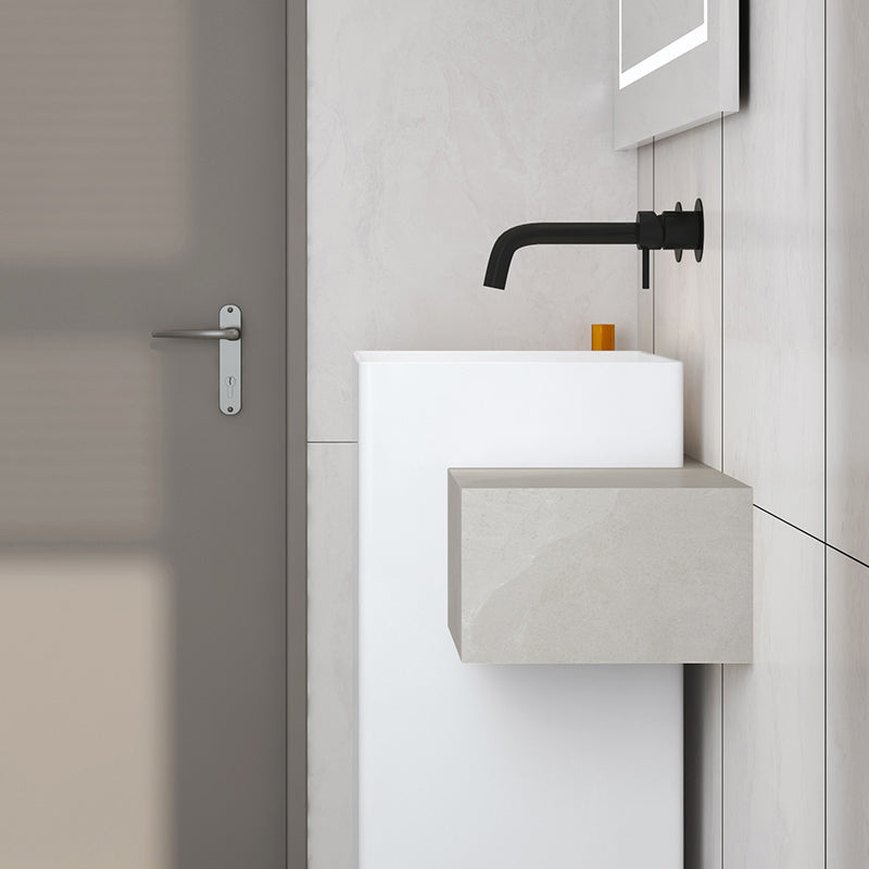 Single Handle Bathroom Faucet Modern Wall Mounted Widespread Lavatory Faucet