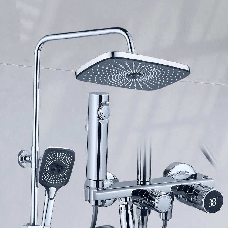 Temperature Control Shower System Valve Included Brass Wall Mounted Shower Combo