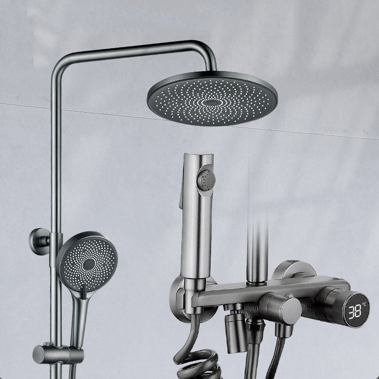 Temperature Control Shower System Valve Included Brass Wall Mounted Shower Combo