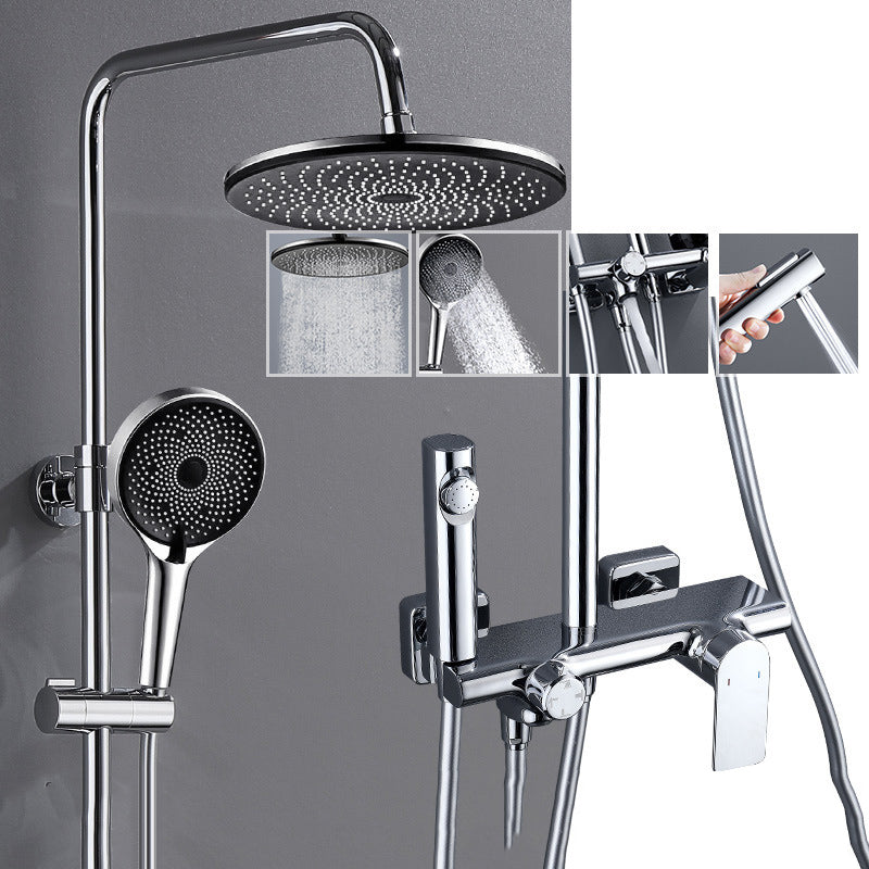 Temperature Control Shower System Valve Included Brass Wall Mounted Shower Combo