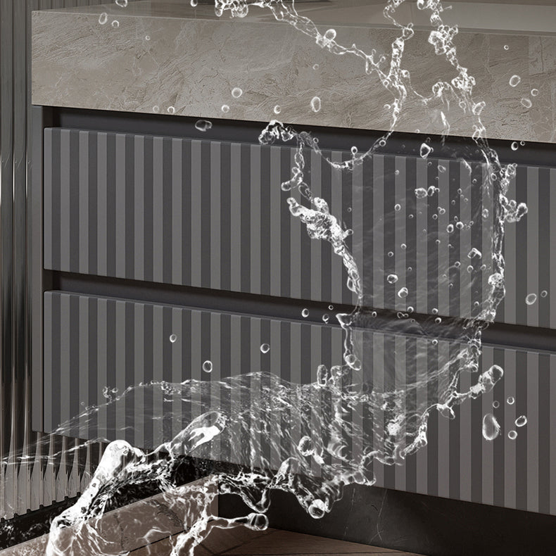 Mirror Bathroom Vanity Wall Mount Single Sink 2 Drawers Wood Frame Rectangle Vanity