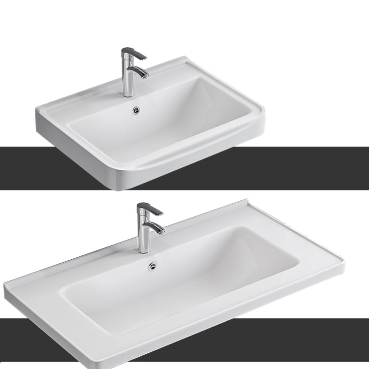 Bathroom Vanity Set Wall Mounted Storage Shelf Ceramic Sink Mirror Vanity Sink with Faucet