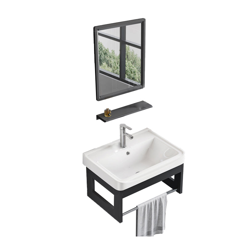 Bathroom Vanity Set Wall Mounted Storage Shelf Ceramic Sink Mirror Vanity Sink with Faucet
