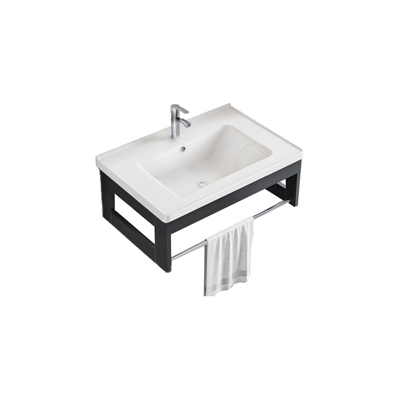 Bathroom Vanity Set Wall Mounted Storage Shelf Ceramic Sink Mirror Vanity Sink with Faucet