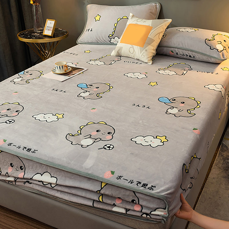 Cotton Flannel Bed Sheet Set Printed Bed Sheet Set with Wrinkle Resistant