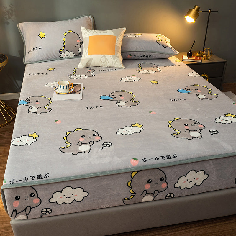 Cotton Flannel Bed Sheet Set Printed Bed Sheet Set with Wrinkle Resistant