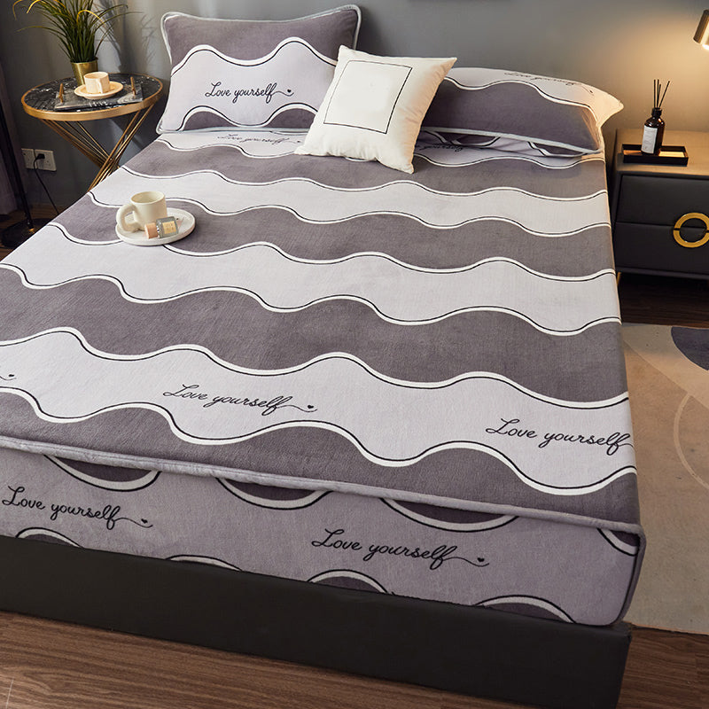 Cotton Flannel Bed Sheet Set Printed Bed Sheet Set with Wrinkle Resistant