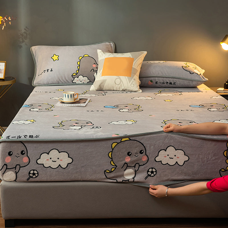 Cotton Flannel Bed Sheet Set Printed Bed Sheet Set with Wrinkle Resistant