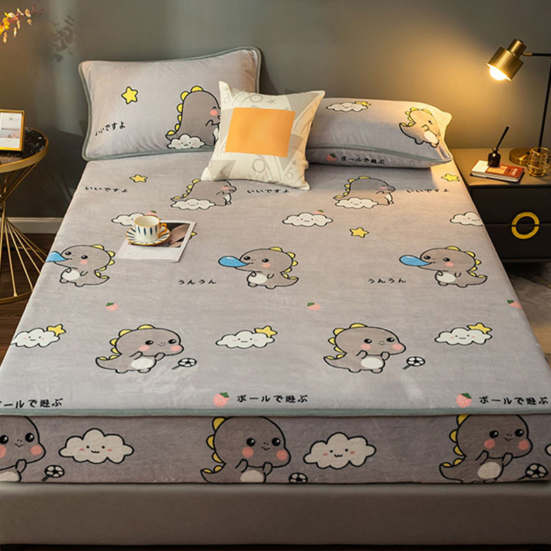 Cotton Flannel Bed Sheet Set Printed Bed Sheet Set with Wrinkle Resistant