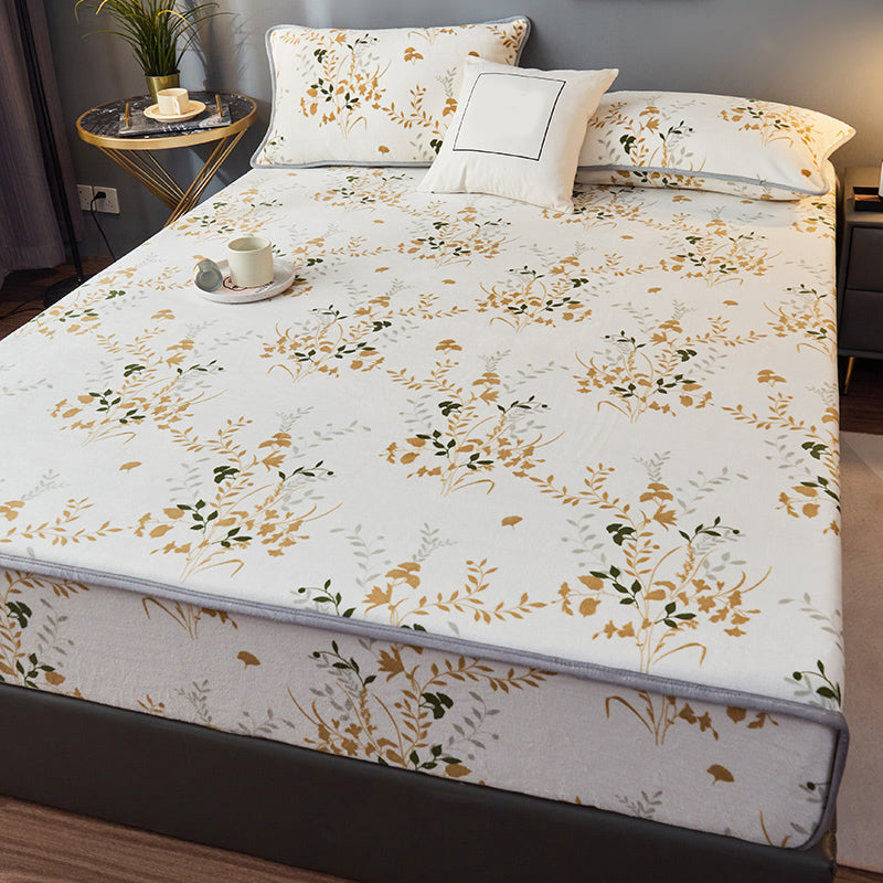 Cotton Flannel Bed Sheet Set Printed Bed Sheet Set with Wrinkle Resistant