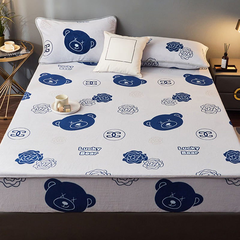 Cotton Flannel Bed Sheet Set Printed Bed Sheet Set with Wrinkle Resistant