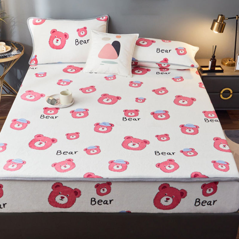 Cotton Flannel Bed Sheet Set Printed Bed Sheet Set with Wrinkle Resistant