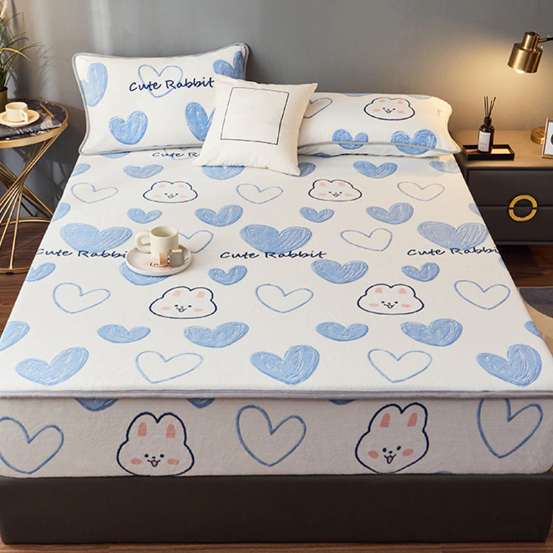 Cotton Flannel Bed Sheet Set Printed Bed Sheet Set with Wrinkle Resistant