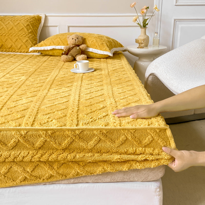 Solid Color Bed Sheet Set Soft & Smooth Flannel Bed Sheet Set