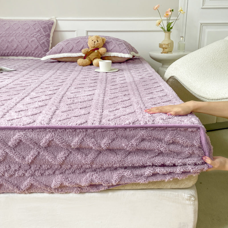 Solid Color Bed Sheet Set Soft & Smooth Flannel Bed Sheet Set