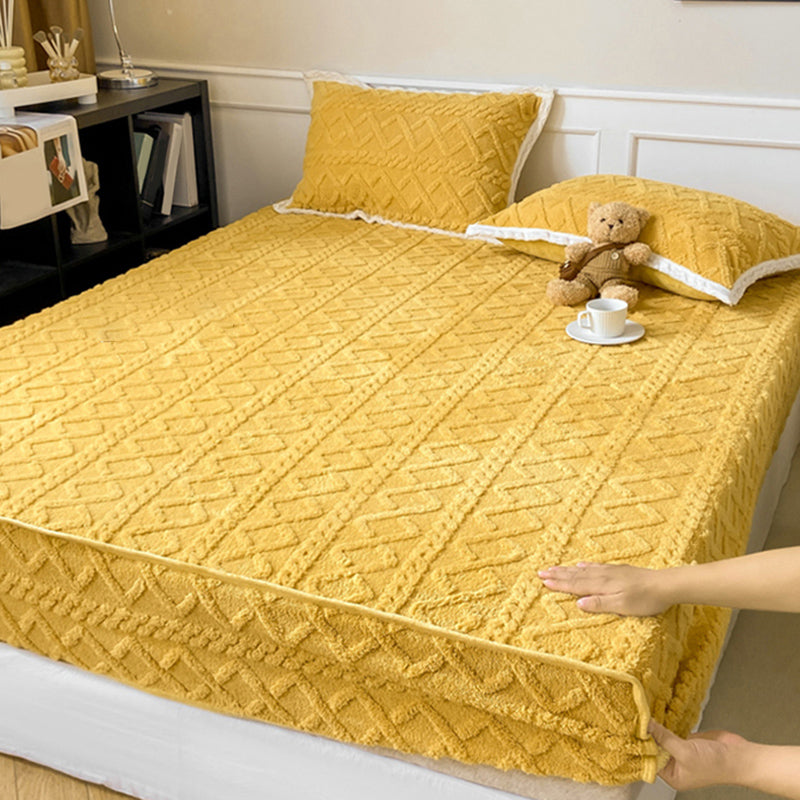 Solid Color Bed Sheet Set Soft & Smooth Flannel Bed Sheet Set