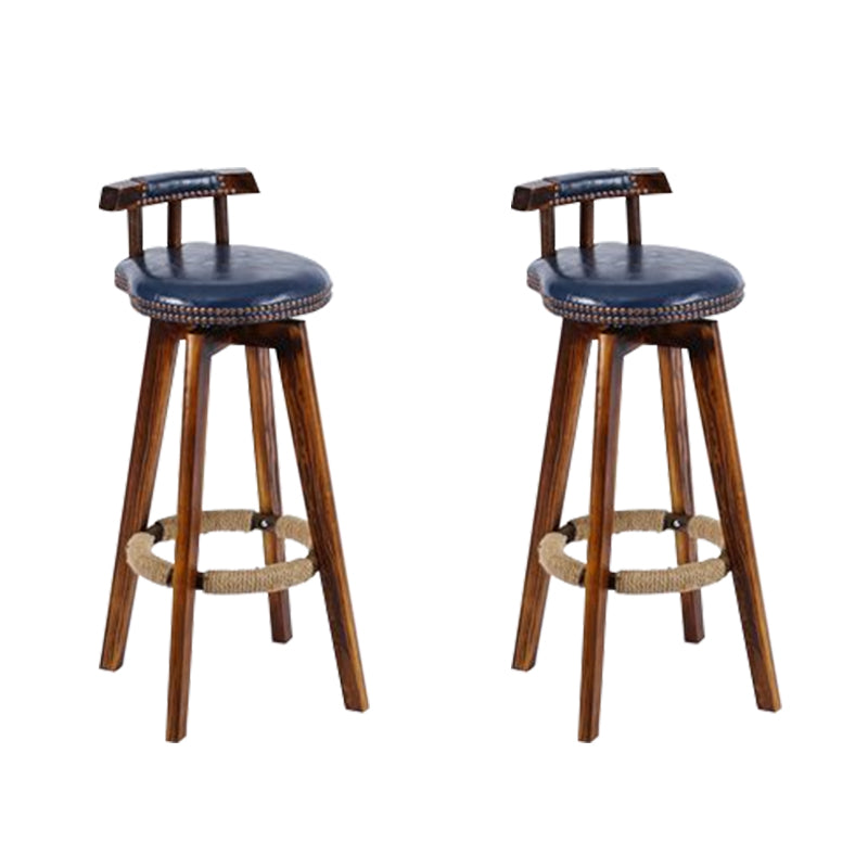 Industrial Low Back Dining Stools Armless Bar Stools with Wood Base