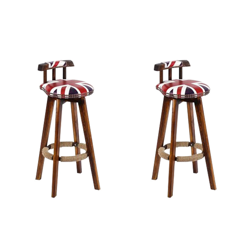 Industrial Low Back Dining Stools Armless Bar Stools with Wood Base