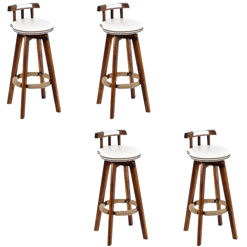 Industrial Low Back Dining Stools Armless Bar Stools with Wood Base