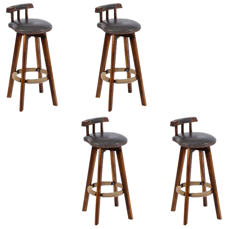 Industrial Low Back Dining Stools Armless Bar Stools with Wood Base