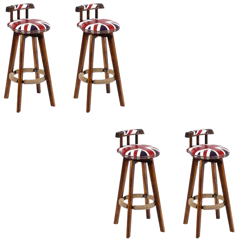 Industrial Low Back Dining Stools Armless Bar Stools with Wood Base