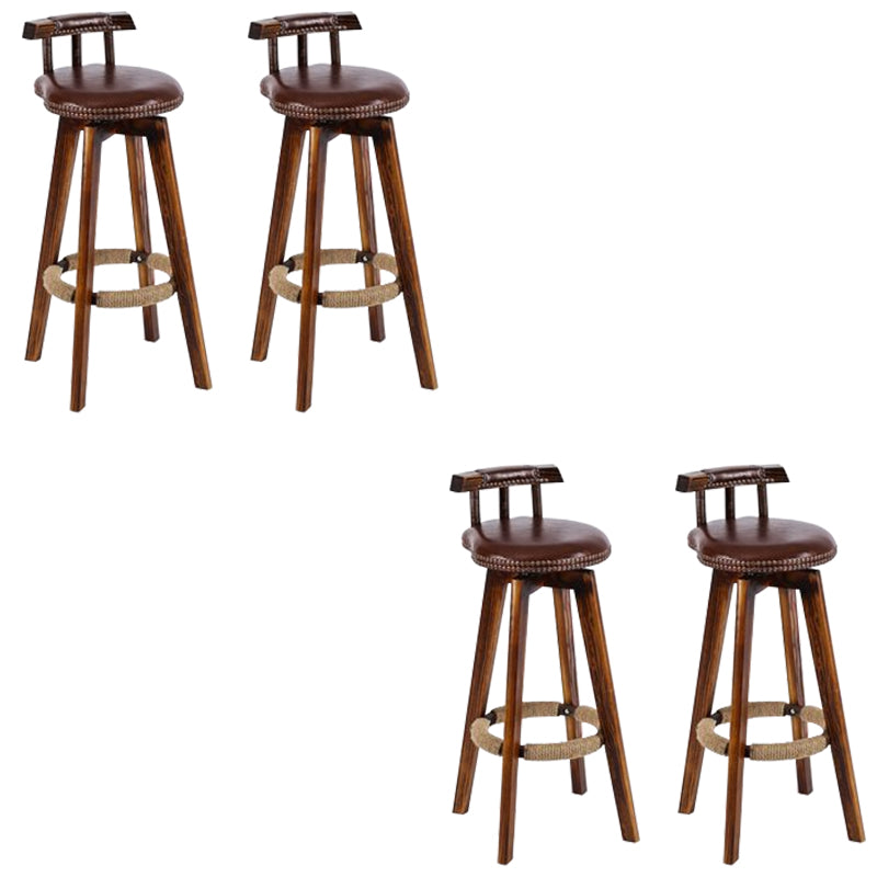 Industrial Low Back Dining Stools Armless Bar Stools with Wood Base