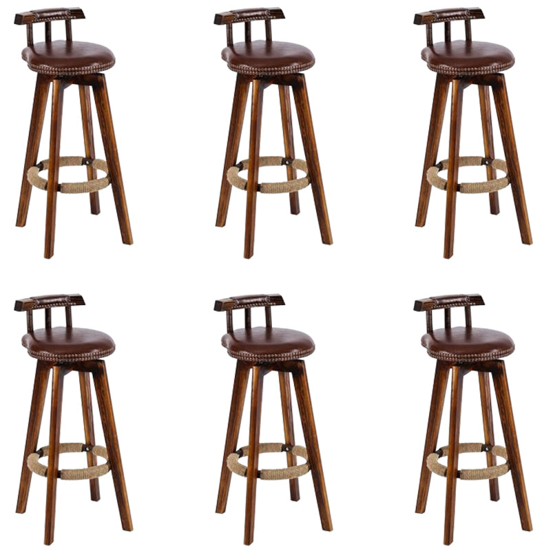 Industrial Low Back Dining Stools Armless Bar Stools with Wood Base