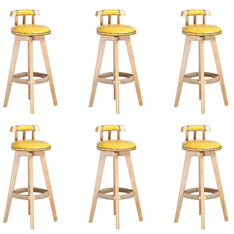 Industrial Low Back Dining Stools Armless Bar Stools with Wood Base
