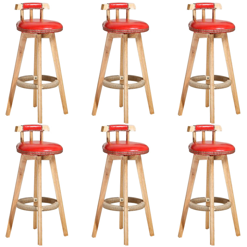Industrial Low Back Dining Stools Armless Bar Stools with Wood Base