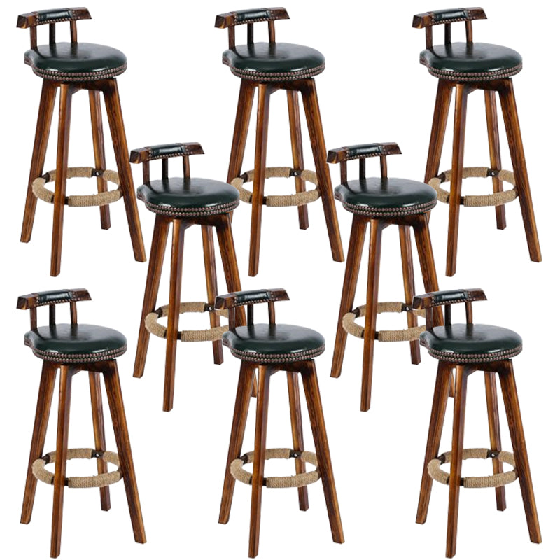 Industrial Low Back Dining Stools Armless Bar Stools with Wood Base