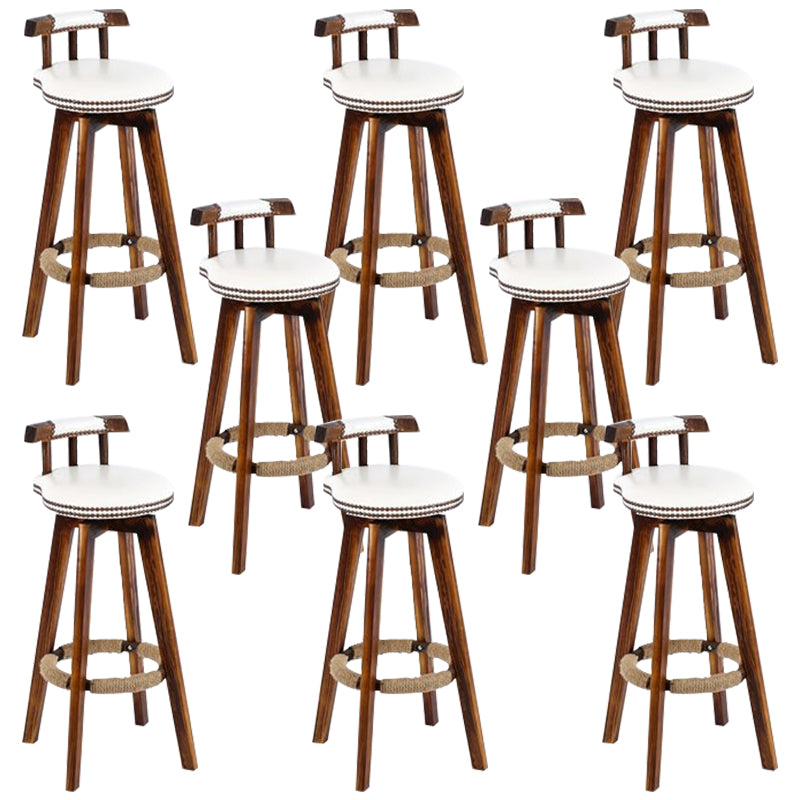 Industrial Low Back Dining Stools Armless Bar Stools with Wood Base