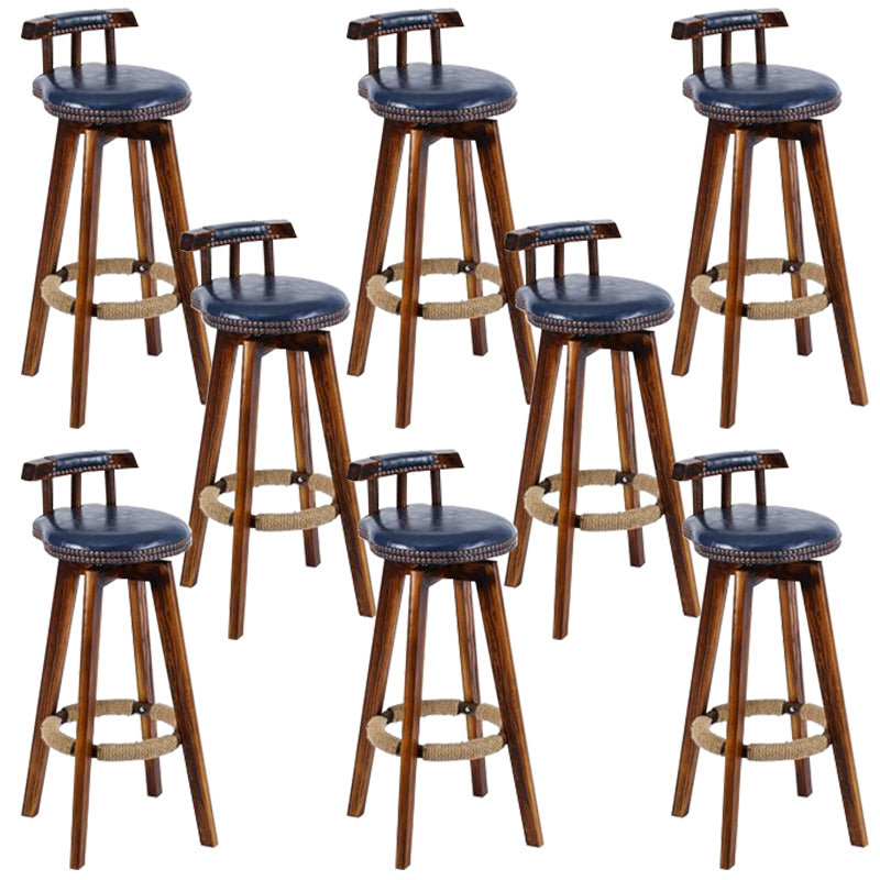 Industrial Low Back Dining Stools Armless Bar Stools with Wood Base