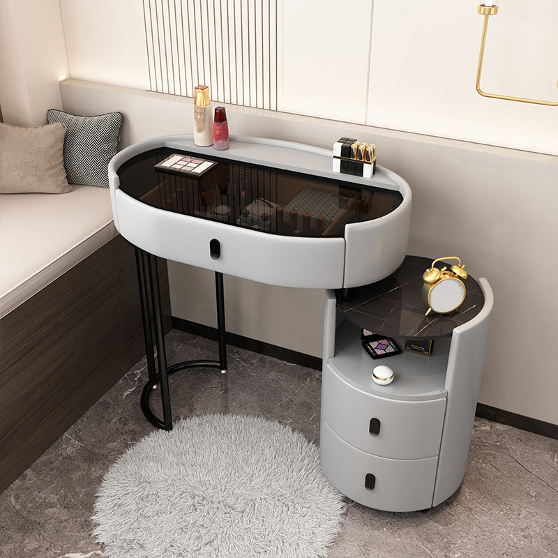 3 Drawers Glam Makeup Vanity Desk with Glass Top Makeup Vanity
