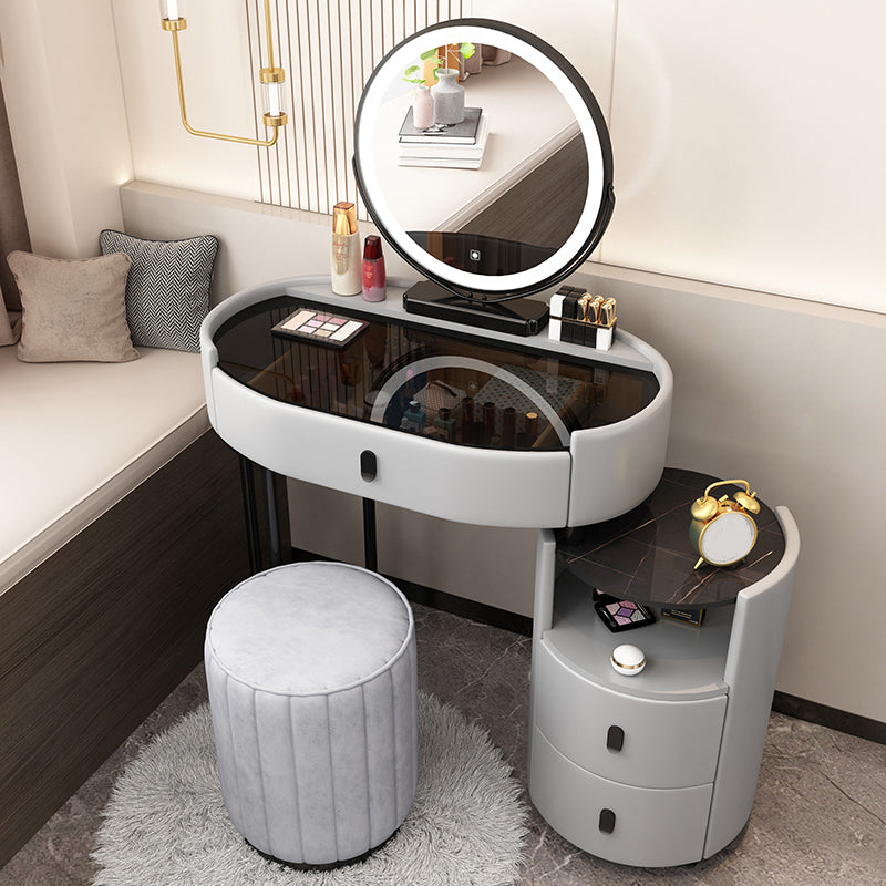 3 Drawers Glam Makeup Vanity Desk with Glass Top Makeup Vanity
