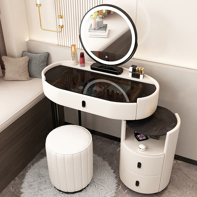 3 Drawers Glam Makeup Vanity Desk with Glass Top Makeup Vanity