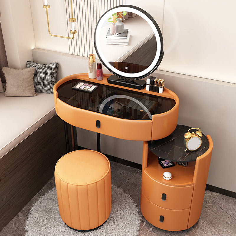 3 Drawers Glam Makeup Vanity Desk with Glass Top Makeup Vanity