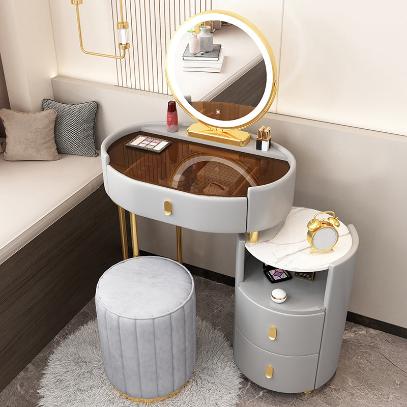 3 Drawers Glam Makeup Vanity Desk with Glass Top Makeup Vanity
