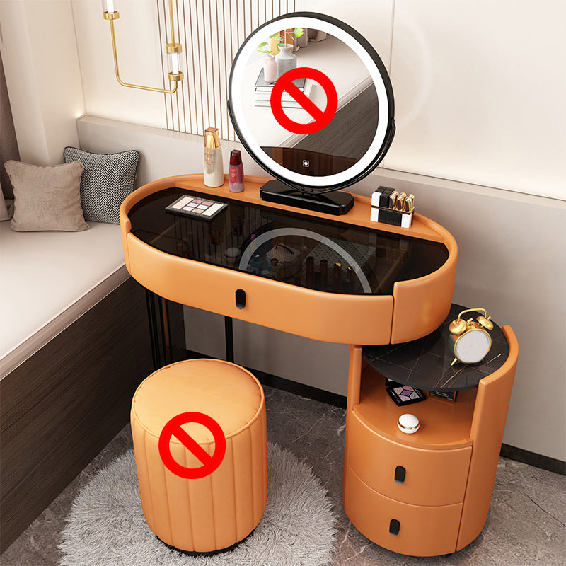 3 Drawers Glam Makeup Vanity Desk with Glass Top Makeup Vanity