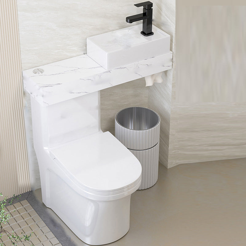 Contemporary Ceramic Flush Toilet Floor Mounted White Urine Toilet with Seat for Washroom