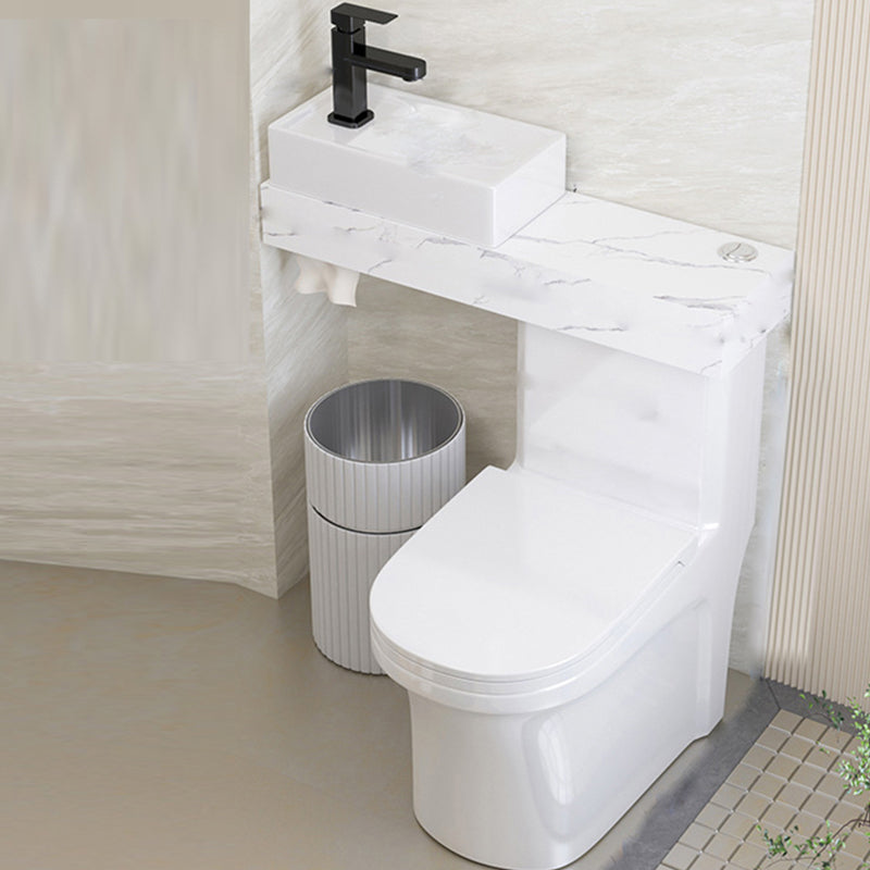 Contemporary Ceramic Flush Toilet Floor Mounted White Urine Toilet with Seat for Washroom