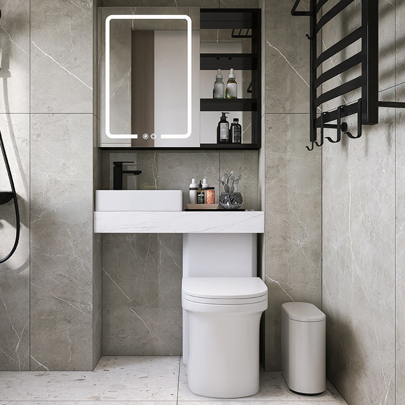 Contemporary Ceramic Flush Toilet Floor Mounted White Urine Toilet with Seat for Washroom