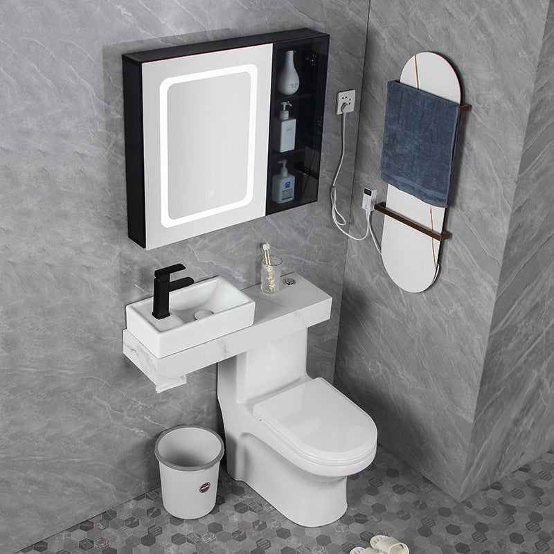 Contemporary Ceramic Flush Toilet Floor Mounted White Urine Toilet with Seat for Washroom