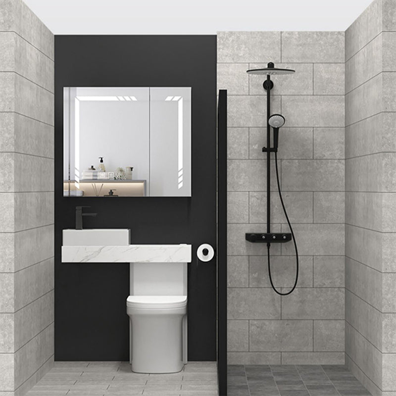 Contemporary Ceramic Flush Toilet Floor Mounted White Urine Toilet with Seat for Washroom