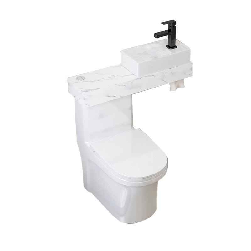 Contemporary Ceramic Flush Toilet Floor Mounted White Urine Toilet with Seat for Washroom
