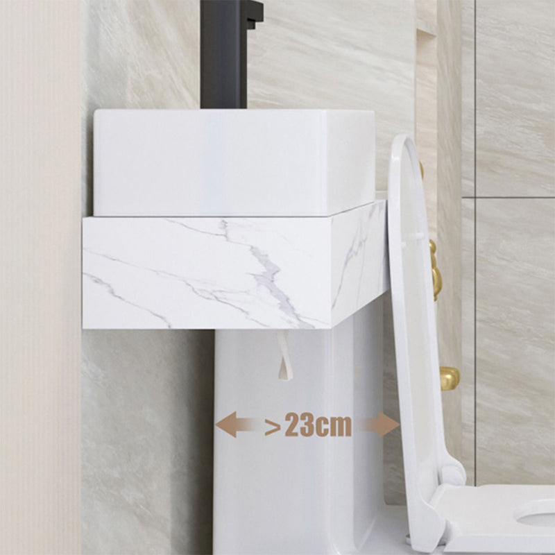 Contemporary Ceramic Flush Toilet Floor Mounted White Urine Toilet with Seat for Washroom