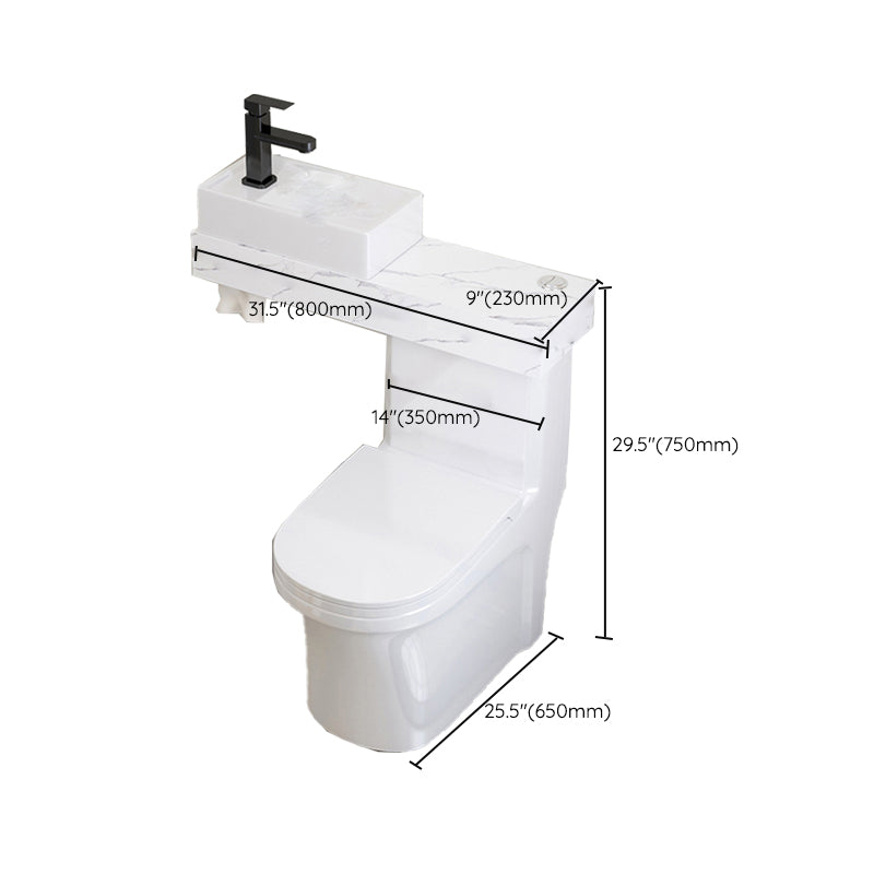 Contemporary Ceramic Flush Toilet Floor Mounted White Urine Toilet with Seat for Washroom