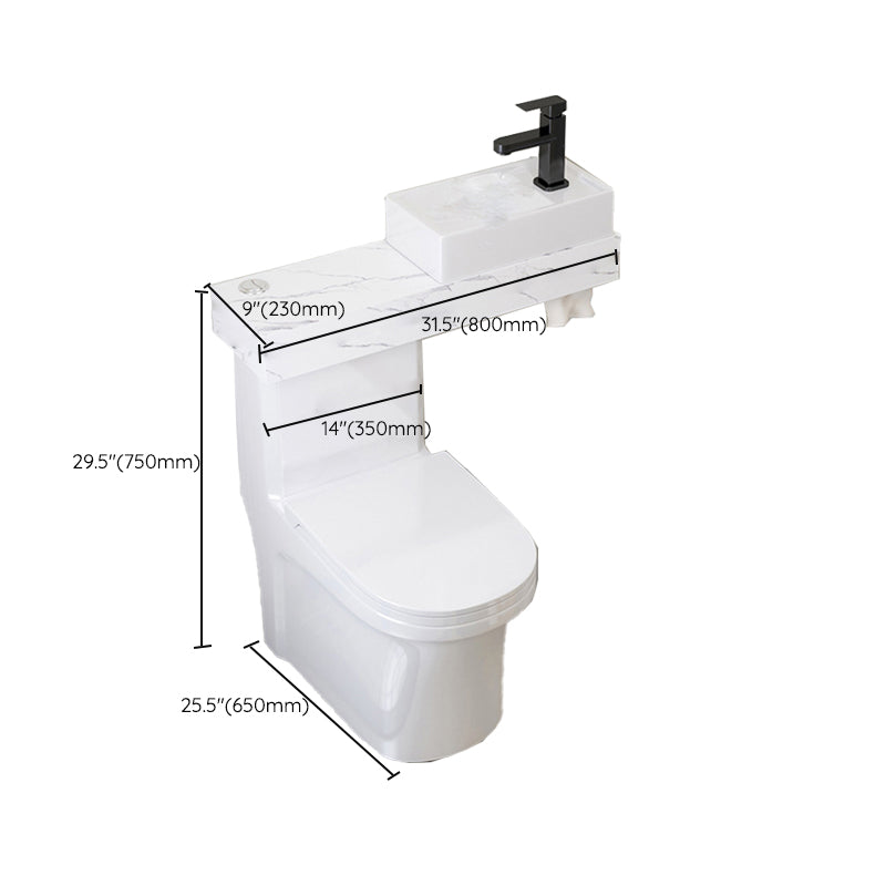 Contemporary Ceramic Flush Toilet Floor Mounted White Urine Toilet with Seat for Washroom